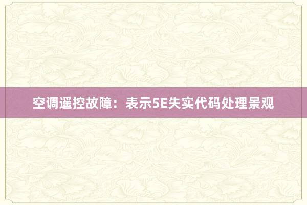 空调遥控故障：表示5E失实代码处理景观